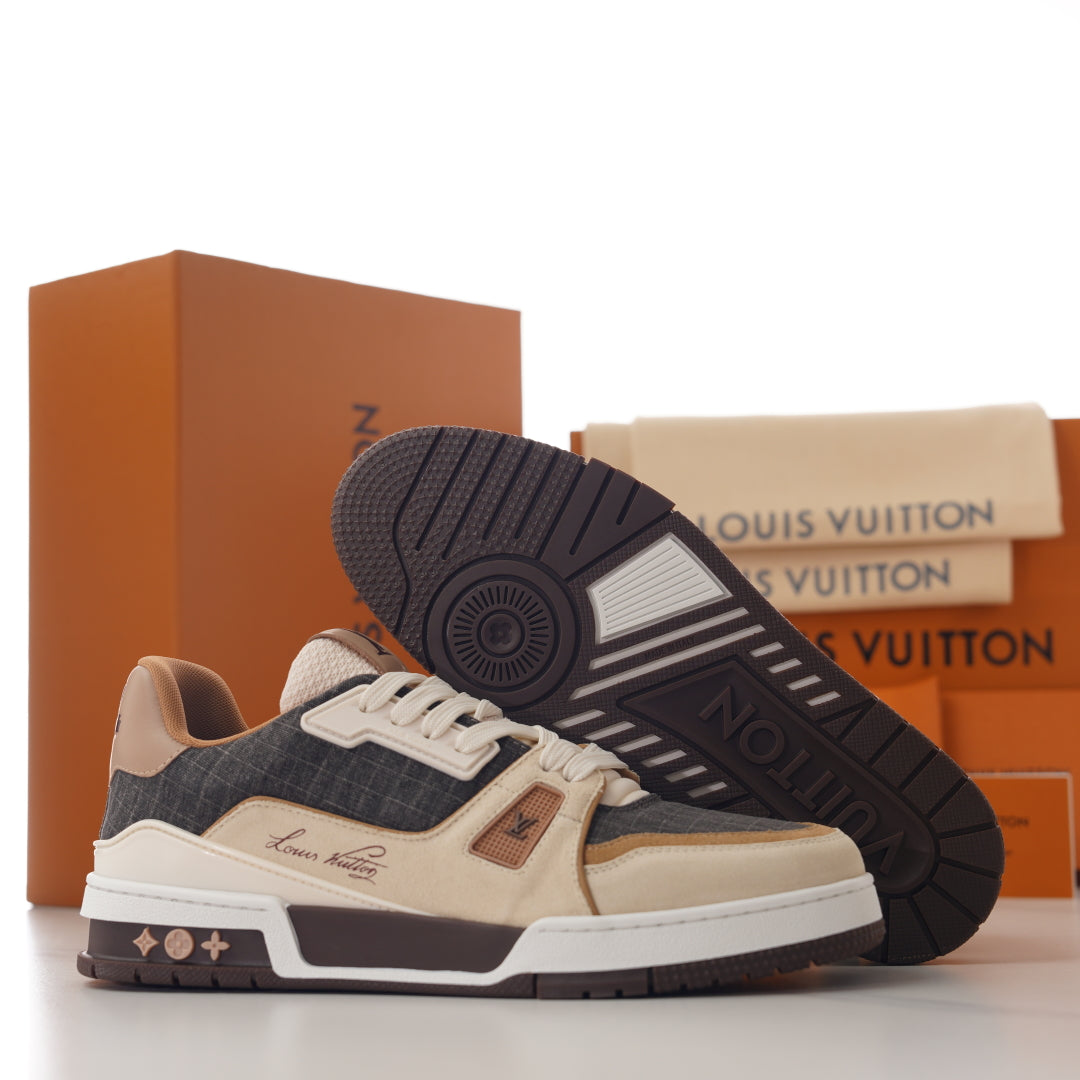 Louis Vuitton Trainer Sneaker Masculino #54 – Couro Premium & Tecido Waterproof