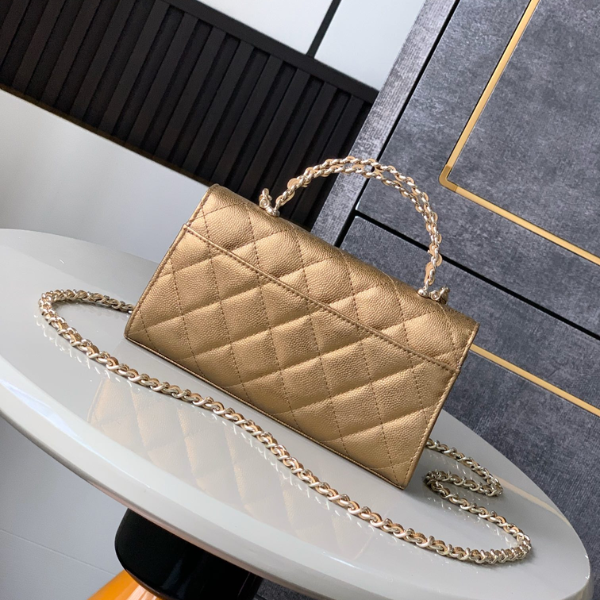 Chanel Cross Handle Kelly Style - Bronze Gold Caviar Leather