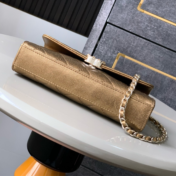 Chanel Cross Handle Kelly Style - Bronze Gold Caviar Leather