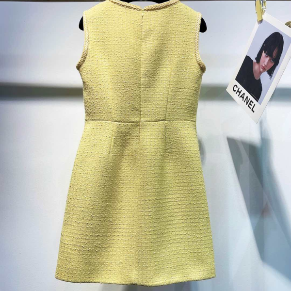 Chanel Vestido Tweed - Amarelo Claro