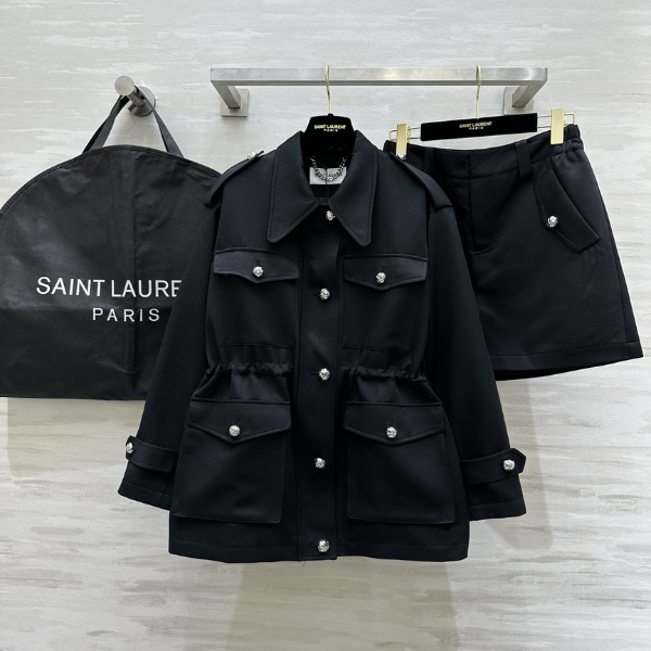 Saint Laurent Jaqueta Workwear com Cintura Ajustável